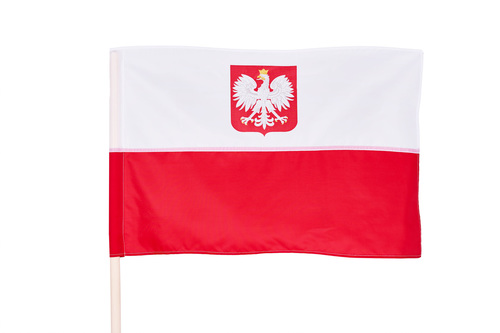 Flaga państwowa z godłem RP typ bandera mała