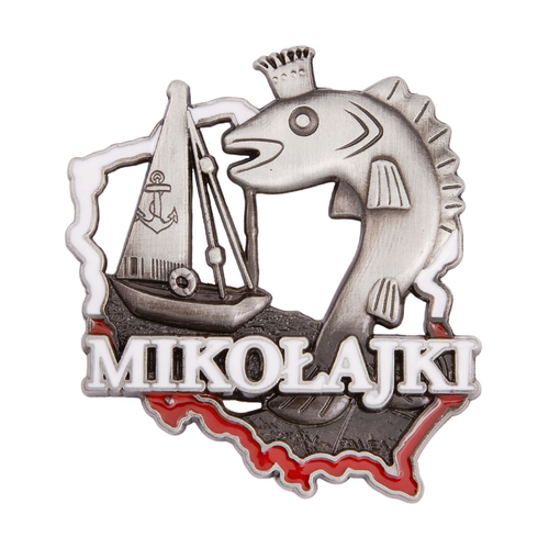 Magnes metalowy kontur Mikołajki