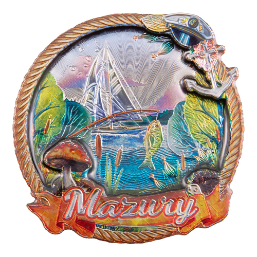 Magnes MDF metalizowany widok Mazury