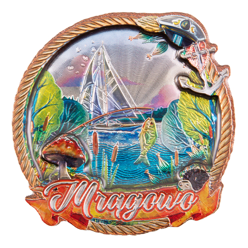 Magnes MDF metalizowany widok Mrągowo