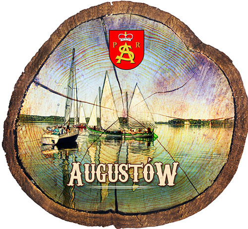 Magnes drewniany pieniek Augustów
