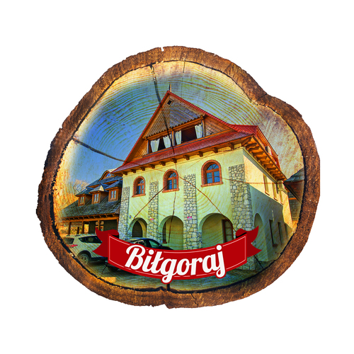 Magnes drewniany pieniek Biłgoraj