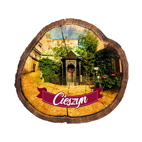 Magnes drewniany pieniek Cieszyn