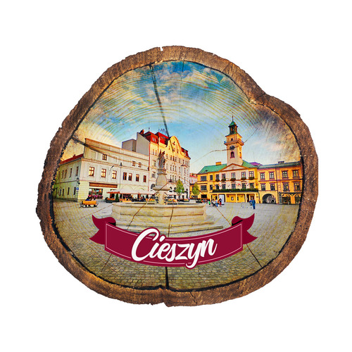 Magnes drewniany pieniek Cieszyn