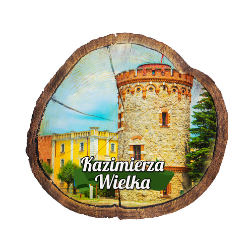 Magnes drewniany pieniek Kazimierza Wielka