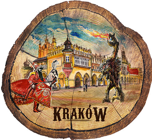 Magnes drewniany pieniek Kraków