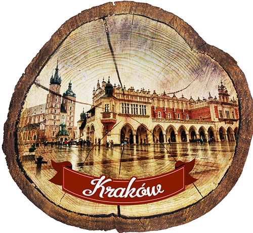 Magnes drewniany pieniek Kraków