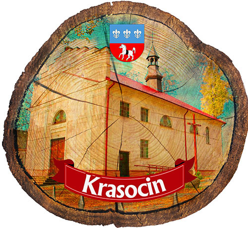 Magnes drewniany pieniek Krasocin