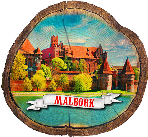 Magnes drewniany pieniek Malbork