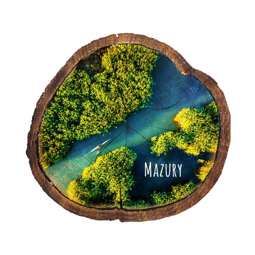 Magnes drewniany pieniek Mazury