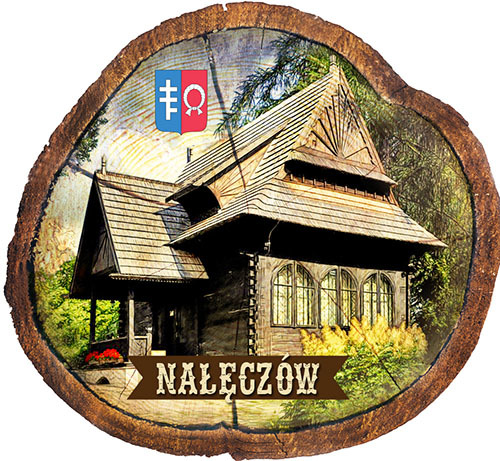 Magnes drewniany pieniek Nałęczów