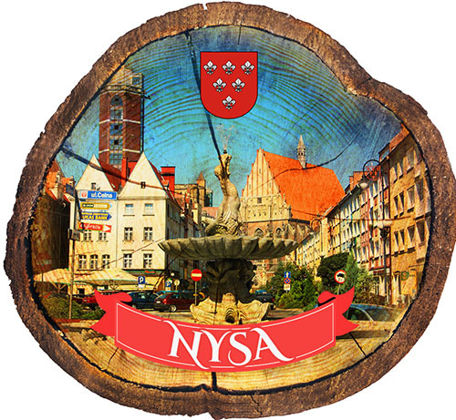 Magnes drewniany pieniek Nysa
