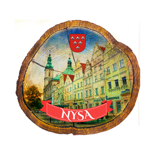 Magnes drewniany pieniek Nysa