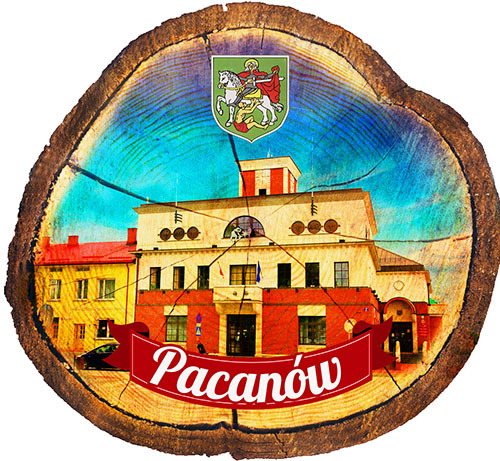 Magnes drewniany pieniek Pacanów