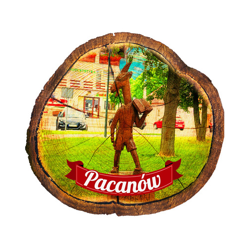 Magnes drewniany pieniek Pacanów