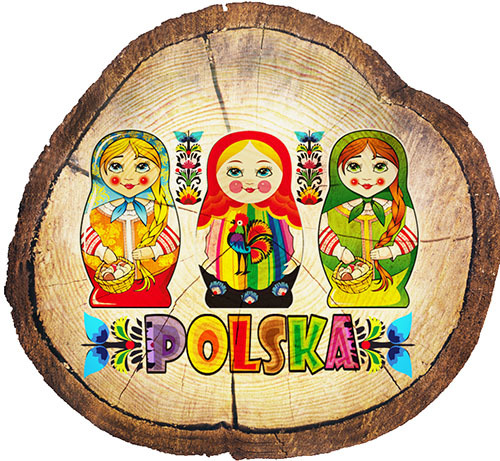 Magnes drewniany pieniek Polska